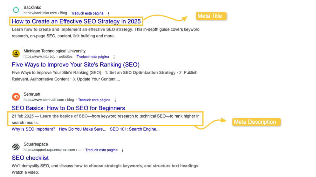 title seo and metadescription - seo beggnners guide